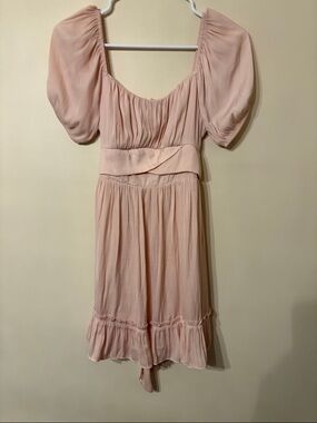 Altar'd State Blush Pink Puff-Sleeve Mini Dress